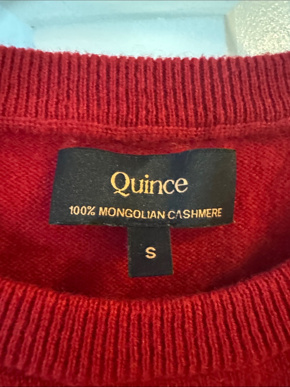 Quince Red Mongolian Cashmere Crewneck Sweater - Picture 2 of 5